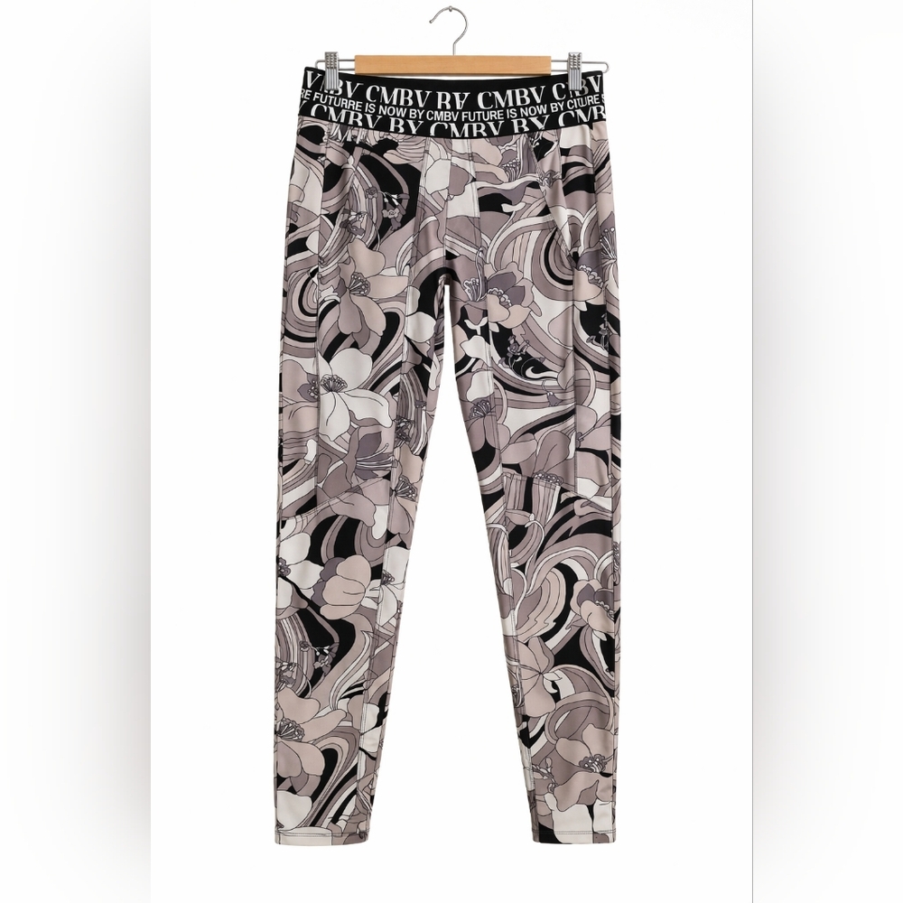 CAMBIO Jorden Abstract Floral Leggings High Rise Stretch Athleisure Pants Sz 34 - Picture 2 of 14